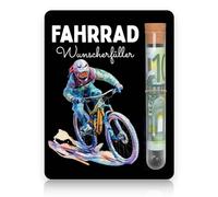 Cadeau de vélo en bois - Cadeau d'anniversaire pour homme et femme - Accessoire de vélo de route - Avec tube à essai et boîte en bois - Carte de vœux - Décoration - 13 x 10 cm