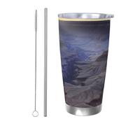 Cadeau de voiture pour homme et femme - Gobelet avec couvercle et paille - Tasse à café isotherme à double paroi de 591 ml pour porte-gobelet de voiture, tasse de voyage Grand Canyon en acier