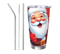 Cadeau de voiture pour homme et femme - Gobelet avec couvercle et paille - Tasse à café isotherme à double paroi de 591 ml pour porte-gobelet de voiture, cadeau de Père Noël, tasse de voyage en acier