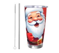 Cadeau de voiture pour homme et femme - Gobelet avec couvercle et paille - Tasse à café isotherme à double paroi de 591 ml pour porte-gobelet de voiture, cadeau de Père Noël, tasse de voyage en acier