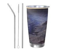Cadeau de voiture pour homme et femme - Gobelet avec couvercle et paille - Tasse à café isotherme à double paroi de 591 ml pour porte-gobelet de voiture, tasse de voyage Grand Canyon en acier