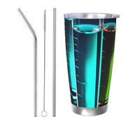 Cadeau de voiture pour homme et femme - Gobelet avec couvercle et paille - Tasse à café isotherme à double paroi de 591 ml pour porte-gobelet de voiture, tube à essai chimique, tasse de voyage en