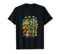 Cadeau de Voyage à Addis-Abeba Ethiopie dessiné à la Main T-Shirt
