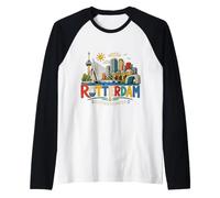 Cadeau de Voyage à Rotterdam Pays-Bas dessiné à la Main Manche Raglan