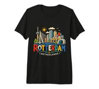 Cadeau de Voyage à Rotterdam Pays-Bas dessiné à la Main T-Shirt Haut de Gamme