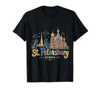Cadeau de Voyage à Saint-Pétersbourg en Russie dessiné à la Main T-Shirt Graphique avec Valeur