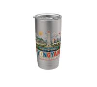 Cadeau de voyage Pyongyang en Corée du Nord dessiné à la main Gobelet isotherme en acier inoxydable double paroi