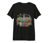 Cadeau de Voyage Pyongyang en Corée du Nord dessiné à la Main T-Shirt Haut de Gamme