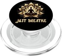 Cadeau de Yoga Just Breathe Serenity in Repose Lotus PopSockets PopGrip pour MagSafe
