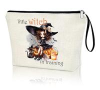 Cadeau d'Halloween pour filles Little Witch in Training Pochette de rangement à fermeture éclair amusante Décoration de sorcière magique Sac à bonbons pour filles Cadeau pour Halloween, Thanksgiving