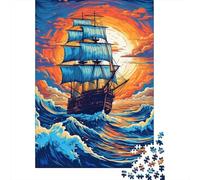 Cadeau d'hiver : Sailing Ship by Sunset Puzzle 1000 Pièces, 70x50cm/1000pcs | Pour les jours libres de décembre : ce puzzle pour adultes avec 1000 pièces convient aux loisirs calmes sans écran.