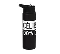 Cadeau Drôle Anti Saint-Valentin Célibataire 100% Disponible Stainless Steel Insulated Water Bottle