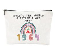 Cadeau du 60e Anniversaire pour Une Femme, Cadeau du 60e Anniversaire pour Une Femme Sac Cosmétique Arc-en-Ciel, Cadeau d'anniversaire Féminin 1964, Sac Cosmétique du 60e Anniversaire Cadeau Féminin