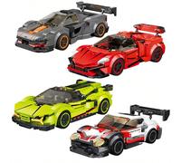 Cadeau du Nouvel An pour les meilleurs amis/adultes : Bloc de construction Supercar - leur jouet préféré ! Série de voitures célèbres du monde créative et amusante, micro-particules, petit puzzle de b