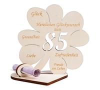 Cadeau en argent - Trèfle - Bonheur - 85 ans - Cadeau d'argent en bois - Livre d'or pour anniversaire de mariage - Décoration de table personnalisée