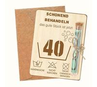 Cadeau en bois fait main pour 40e anniversaire - Coffret cadeau personnalisé avec carte en bois, test tube, corde en jute et enveloppe vintage - Cadeau unique pour homme et femme