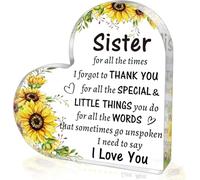 Cadeau en forme de cœur en acrylique avec inscription « From Brother to My Sister » - Cadeau d'anniversaire, de Noël, de fête des mères, de remise de diplôme, de mariage, de Saint-Valentin