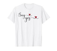 Cadeau en Forme de cœur en Forme de Joli Motif « Dites Oui » T-Shirt