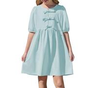 Cadeau Enfant Fille Robe Ete Fluide Ample Imprimé Fleurie Bohème Ligne A Robe Filles Chic Et Elegant Mignon Casual Soirée Bapteme Anniversaire Tunique Robes d'été légère Dress de Plage 5-14 Ans