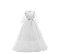 Cadeau Enfants Fille Robe de Carnaval Princesse Longue en Dentelle avec Bowknot Demoiselle d'honneur Robe de Soirée Mariage Robes de Première Communion Anniversaire Fête Photographie 3-15 Ans