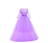 Cadeau Enfants Fille Robe de Carnaval Princesse Longue en Dentelle avec Bowknot Demoiselle d'honneur Robe de Soirée Mariage Robes de Première Communion Anniversaire Fête Photographie 3-15 Ans