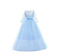 Cadeau Enfants Fille Robe de Carnaval Princesse Longue en Dentelle avec Bowknot Demoiselle d'honneur Robe de Soirée Mariage Robes de Première Communion Anniversaire Fête Photographie 3-15 Ans