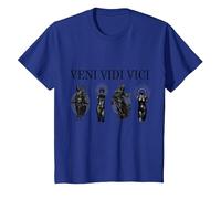 Cadeau esthétique Veni Vedi Vici T-Shirt, Enfant, Bleu Royal, 4 Ans