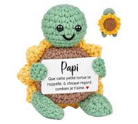 Cadeau Fait Main pour Papi - Tortue en Crochet Motif Tournesol, Compagnon de Sérénité et Joie - Idée Cadeau Anniversaire, Noël, Fête des Grands-Pères
