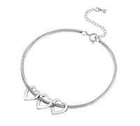 Cadeau familial avec breloques en forme de cœur - Bijoux réglables en acier inoxydable pour femme, maman et grand-mère - Accessoire de poignet simple pour les tenues quotidiennes et les fêtes, One