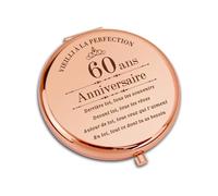 Cadeau Femme 60 Ans, Miroir de Poche Élégant 1X/2X, Cadeau Anniversaire 60 Ans Femme, Idée Cadeau 60 Ans pour Maman, Grand-Mère, Épouse - Design Chic et Pratique avec Coffret Cadeau