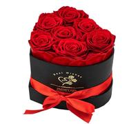 Cadeau Femme-7 Pièces Vraie Rose Éternelle, Anniversaire Saint Valentin Noël Fête des Mères Cadeaux pour Mère Femme Épouse, 100% Fraîches Préservées Vraies Roses qui Durent 3 Ans