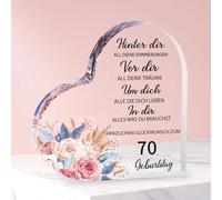 Cadeau Femme 70 Ans Ornement Anniversaire en Acrylique C ur Décoratif avec Message Gravé Idée Cadeau Élégante pour Maman Mamie Belle-Mère Marraine Souvenir Durable et Émotionnel