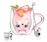 Cadeau Femme Anniversaire Tasse Chat Tasse a Cafe Verre Double Paroi Tasse a The Mug Chat Cadeau Maman papa Maitresse Amie Femme Idee Cadeau Fete Des Meres Peres Saint Valentin Noël Halloween Femme