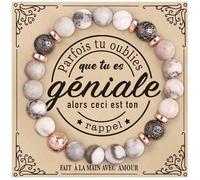 Cadeau Femme - Bracelet Femme, Cadeau Anniversaire Femme, Cadeau Femme Original Utile, Cadeau Noel Femme, Bracelet Pierre Naturelle Femme Cadeau pour Maman Sœur Amie Collègues (Rose)