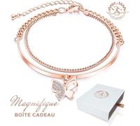 Cadeau femme Bracelet Papillon Baigné dans l'OR. Magnifique boîte à bijoux offerte. Idée cadeau Noël, fête des mères. 2SPLENDID®