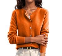 Cadeau Femme Cardigan Manches Longues Tricoté Chic et Elégant Pull Femme Décontractés Classique Chandail Confort Slim Manteau Manches Longues Gilet Femme Mes Commandes Orange L