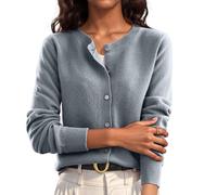 Cadeau Femme Cardigan Manches Longues Tricoté Chic et Elégant Pull Femme Décontractés Classique Chandail Confort Slim Manteau Manches Longues Gilet Femme Mes Commandes Gris Clair L