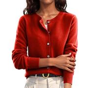 Cadeau Femme Cardigan Manches Longues Tricoté Chic et Elégant Pull Femme Décontractés Classique Chandail Confort Slim Manteau Manches Longues Gilet Femme Mes Commandes Rouge L
