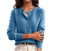 Cadeau Femme Cardigan Manches Longues Tricoté Chic et Elégant Pull Femme Décontractés Classique Chandail Confort Slim Manteau Manches Longues Gilet Femme Mes Commandes Bleu L