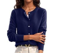 Cadeau Femme Cardigan Manches Longues Tricoté Chic et Elégant Pull Femme Décontractés Classique Chandail Confort Slim Manteau Manches Longues Gilet Femme Mes Commandes Bleu Royal L