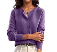 Cadeau Femme Cardigan Manches Longues Tricoté Chic et Elégant Pull Femme Décontractés Classique Chandail Confort Slim Manteau Manches Longues Gilet Femme Mes Commandes Violet L