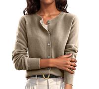 Cadeau Femme Cardigan Manches Longues Tricoté Chic et Elégant Pull Femme Décontractés Classique Chandail Confort Slim Manteau Manches Longues Gilet Femme Mes Commandes Gris L