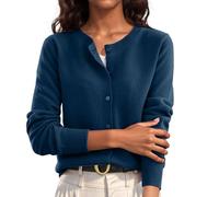 Cadeau Femme Cardigan Manches Longues Tricoté Chic et Elégant Pull Femme Décontractés Classique Chandail Confort Slim Manteau Manches Longues Gilet Femme Mes Commandes Marine L