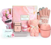 Cadeau Femme De Gants Tricotés D'hiver,Humidificateur D'air Avec Bougies Parfumées,Serviette De Toilette Rose Savon Fleur Coffret Idee Cadeau Noel Maman Anniversaire Saint Valentin
