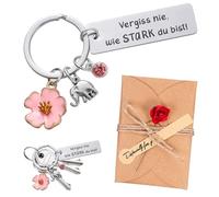 cadeau femme encouragement clé 1 pièce porte-clés gravé double face en acier inoxydable avec enveloppe fleurie pour amie meilleure amie soutien moral anniversaire départ