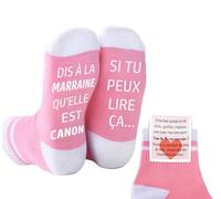 Cadeau Femme Marraine Drôle - Chaussettes Marrainage « Si tu peux lire ça... dis à la marraine qu’elle est canon » - Annonce Grossesse, Demande Marraine, Anniversaire