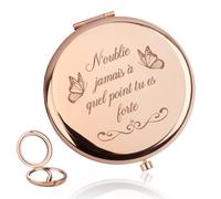Cadeau Femme,Miroir de Poche Personnalisé de Couleur or Rose,Cadeau Anniversaire Noel,Inspirant Encouraging Cadeau,Porte Bonheur Femme,Cadeau Maman Mamie Maitresse Nounou Amie Collègue Soeur Couple