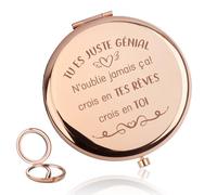 Cadeau Femme,Miroir de Poche Personnalisé de Couleur or Rose,Inspirant Encouraging Cadeau,Porte Bonheur Femme,Cadeau Anniversaire Noel,Cadeau Maman Mamie Maitresse Nounou Amie Collègue Soeur Couple