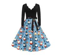 Cadeau Femme Robe Motif Noel Paillette Mariage Déguisement Tenue Nouvel an Scintillante Enceinte Nouvel an Mere Pere Noel Anniversaire Robe Cocktail Femme Chic Bleu XXL