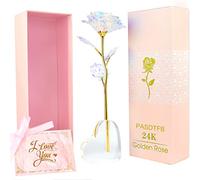Cadeau Femme Rose Eternelle Coffret Cadeau Anniversaire Femme 24K Rose Plaqué Or Fleur Eternelle avec Support Cadeau Anniversaire Maman Nounou Mamie Amie Soeur Grand Mere Couple Copine Mariage Noel